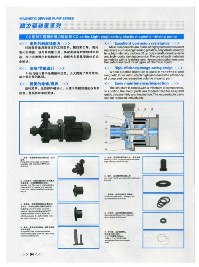CQ型工程塑料磁力驅(qū)動磁力泵